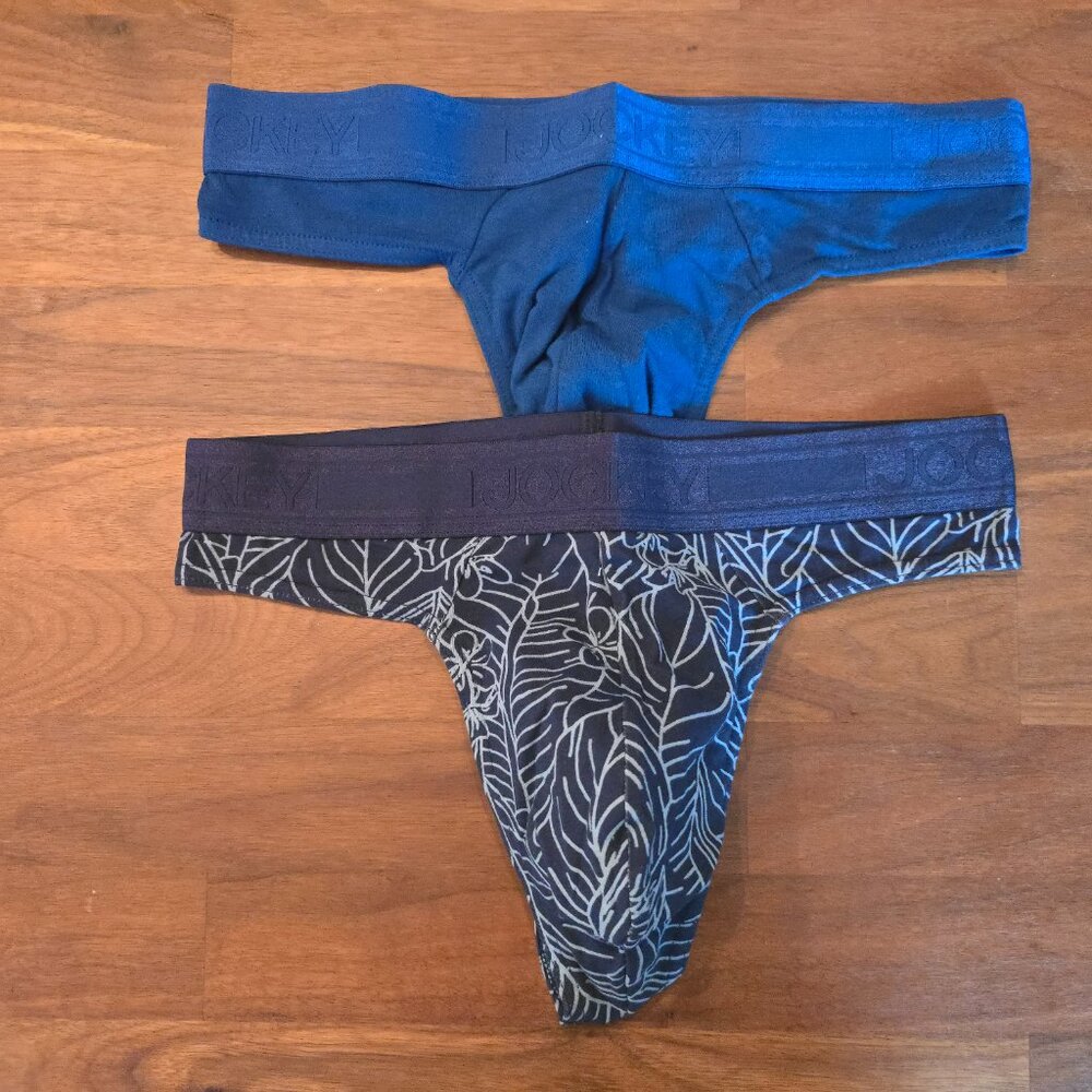 Jockey Essentials Cotton Stretch Men's Thong - Small - New - 2 pair